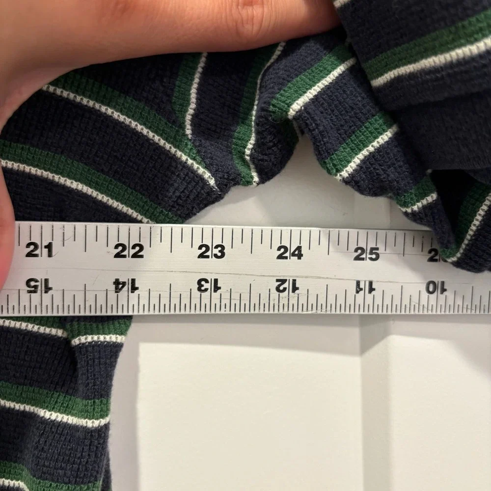 Polo‎ Ralph Lauren Mens Large Navy Blue Green Striped Short Sleeve Polo Shirt